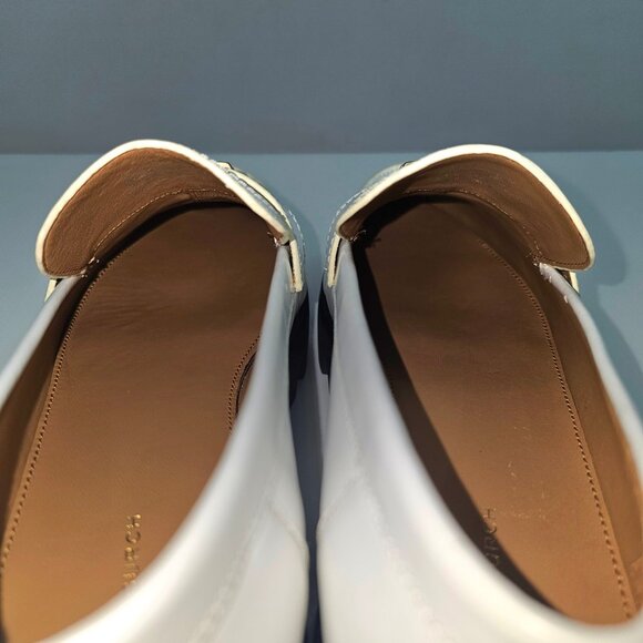 Tory Burch Everly Mini Loafer Womens 10.5 White Leather Chunky Platform Lug Sole - Picture 14 of 16